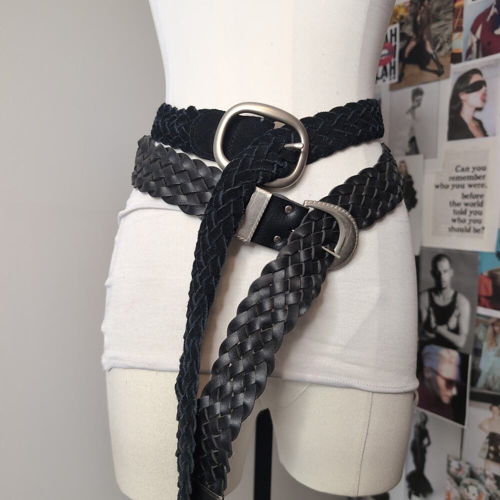 Braided Leather Belt Set
